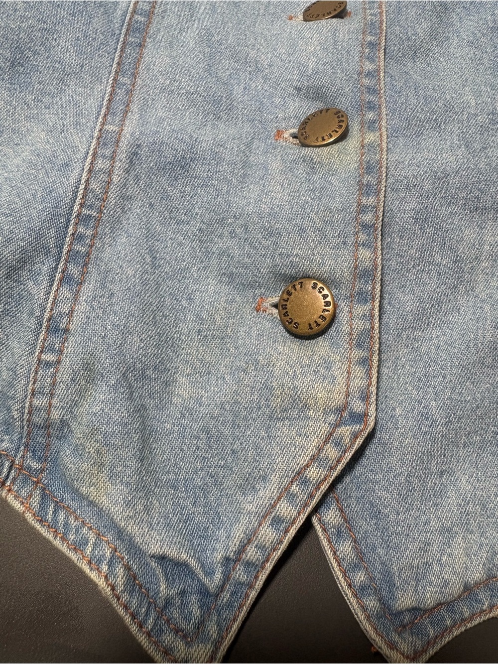 SCARLETT Vintage y2k Denim Button-Front Spaghetti Strap Top - Picture 8 of 9
